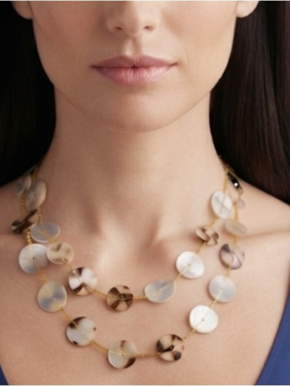 Shell Disc Statement Necklace in Neutral Tones
